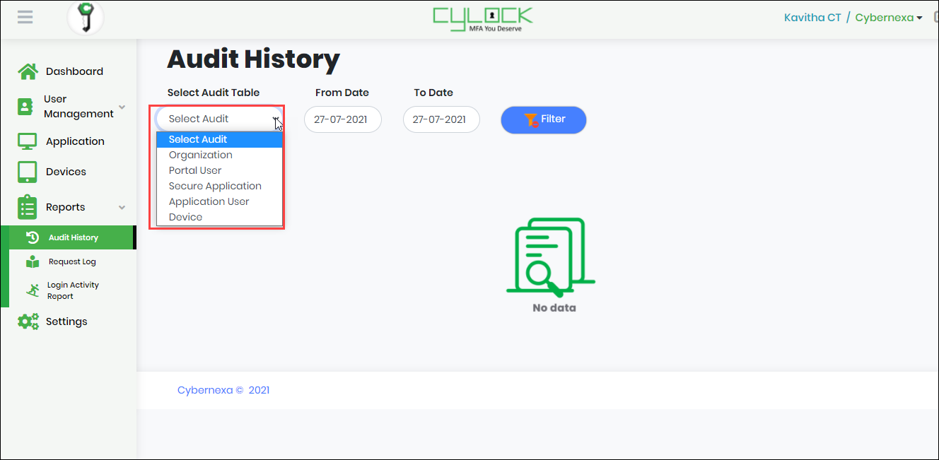 Generating Audit History - CyLock