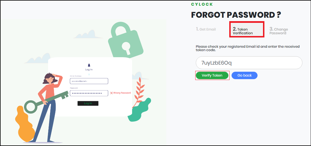 Forgot password screen - CyLock