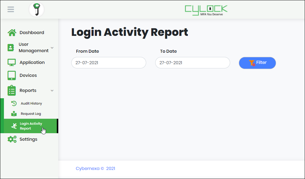  Login Activity Report - CyLock