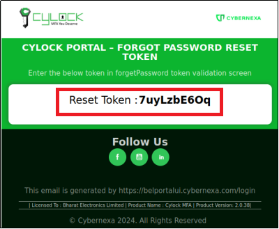 Reset password - CyLock